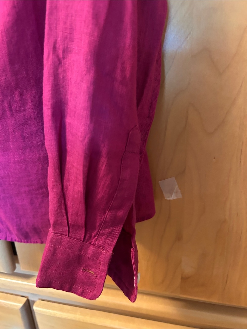 Talbots 100% Linen Button-Front Long Sleeve Shirt in Deep Raspberry - Picture 4 of 7